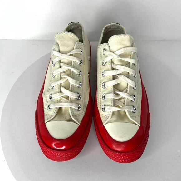 Comme des Garçons PLAY x Converse 7 Womens Red Sole Chuck 70 Low Sneaker - Picture 3 of 11